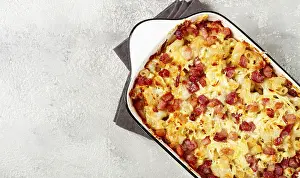 Baked Pasta Dish Prints: Macaroni with cheese and bacon