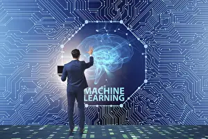 Artificial Intelligence Image Prints: Machine learning concept as modern technology