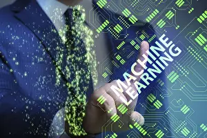 Computer Software Development Prints: Machine learning concept as modern technology
