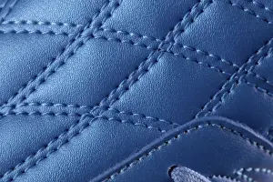 Framed Print : Blue Leather Sneaker Print with Stitching Detail Framed Print : Blue Leather Sneaker Print with Stitching Detail