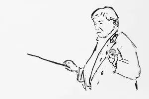 German Conductor Drawing Prints: Maestro Daniel Bernstein conducting