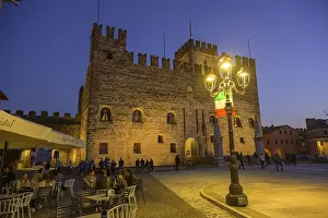 Southern Europe Images Prints: Main square with castle at dusk