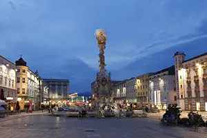 Prints of Main Square with Trinity Column, Linz, Upper Austria, Austria, Europe Sculpture Prints: Main Square with Trinity Column Print, Linz, Austria