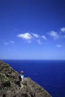 Deserted Hawaiian Coastline Prints: Makapu'u Point lighthouse