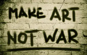 Symbolic Protest Image Prints: Make Art Not War Concept