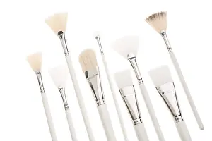 Makeup Brushes Prints: Make up brushes of different size and type object isolated view on white
