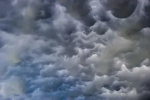 Mammatus Clouds Prints: Mammatus clouds, dramatic cloud atmosphere