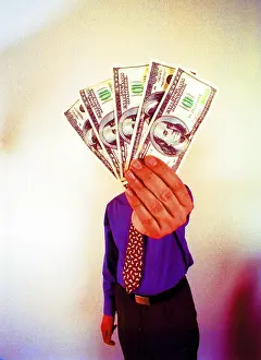 Businessman With Money Prints: Man with dollars