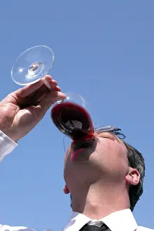 Red Coloured Drink Prints: Man drinking red vine