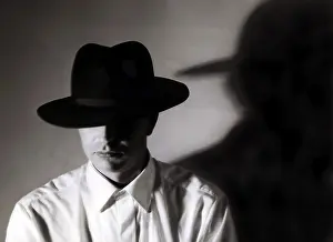 Fashionable Man Prints: Man with hat and his shadow