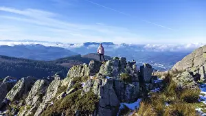 Spanish Mountain Scenery Prints: A man at the top of Mount Adarra