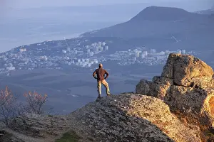 Mountain Landscape Photography Prints: Man on the top of the mountain