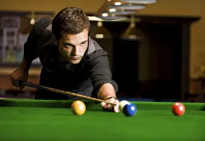Leisure Activity Prints: Man playing billiard
