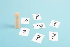 Man Thinking Prints: Man is thinking, question marks