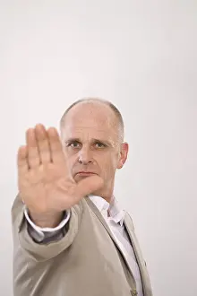 Rejection Gesture Prints: Man thrusting his hand forward in defense