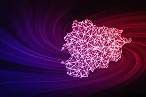 Prints of Map of Andorra, Polygonal mesh line map, modern map Andorra Prints: Map of Andorra, Polygonal mesh line map Print