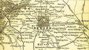 Asian Geography Map Prints: Map of Beijing and surrounding area