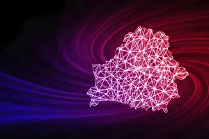 Prints of Map of Belarus, Polygonal mesh line map, modern map Map Prints: Belarus Polygonal Mesh Line Map Print