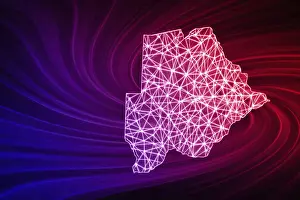 Polygonal Mesh Line Map Prints: Map of Botswana, Polygonal mesh line map