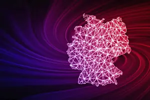 Contemporary Europe Maps Prints: Map of Germany, Polygonal mesh line map