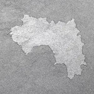 Map Prints: Map of Guinea, Silver Background Print
