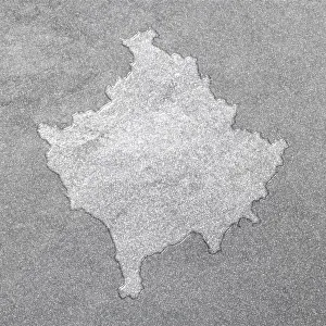 Prints of Map of Kosovo, silver background, map background Kosovo Prints: Silver Background Map of Kosovo Print
