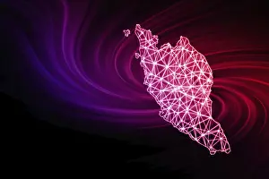 Polygonal Mesh Line Map Prints: Map of Malaysia, Polygonal mesh line map