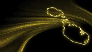 Prints of Map of Malta, Gold glitter map on dark background Map Prints: Gold Glitter Map of Malta Print on Dark Background