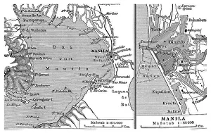 Southeast Asia Maps Prints: Map of Manila and the surrounding area