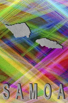 Prints of Map of Samoa, colorful background, copy space Samoa Prints: Colorful Map of Samoa Print