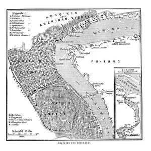 Print of Historic Map of Shanghai, 1897