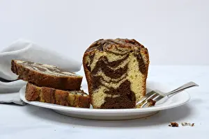 Empty Plate Meal Prints: Marble cake with cake fork on plate
