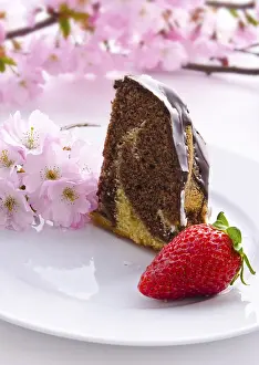 Fruit Desserts Prints: Marble cake with cherries