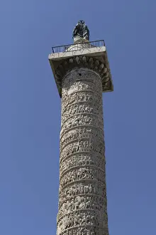 Blue Sky Architecture Photography Prints: Marcus Aurelius Column in Piazza Colonna