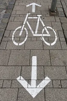 Cycle Path Markings Prints: Marking on the cycle path in both directions