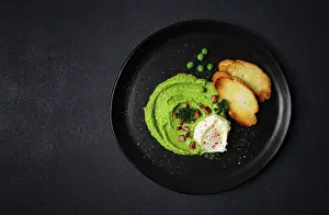 Breakfast Dish Prints: Mashed peas, with boiled egg, fried bacon