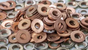 Metal Material Production Prints: Material, metal, copper, a large quantity of copper washers