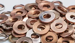 Industrial Plant Prints: Material, metal, copper, a large quantity of copper washers