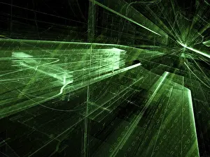 Abstract Computer Generated Art Prints: Matrix background - diagonal tunnel