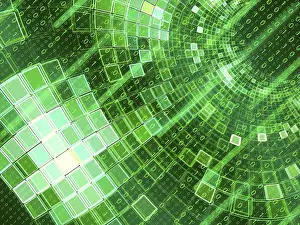 Abstract Digital Artwork Prints: Matrix background - tunnel with digits one and zero