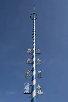 Traditional German Customs Prints: Maypole, craft guild tree, Mittenwald