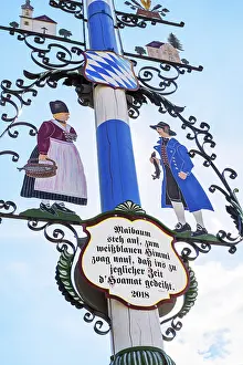 Traditional German Costume Prints: Maypole, group of figures