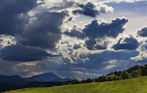 Salzkammergut Landscape Prints: Meadow with dramatic cloudy sky