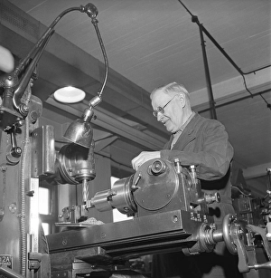 Vintage Industrial Scene Prints: Mechanical workshop in the 1940s