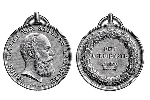 Historical Art Illustration Prints: Medal of Arts and Sciences, Sachsen-Meiningen