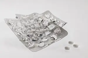 Blister Packaging Waste Prints: Empty medicine packaging for tablets