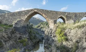 Volcanic Landscape Europe Prints: Medieval bridge over River Simeto