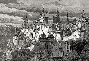 Abandoned Medieval Fortress Prints: Medieval town wall
