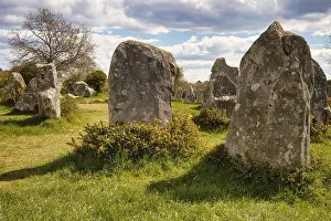 Morbihan Department Landmarks Prints: Megalithic stone rows from Kerzerho