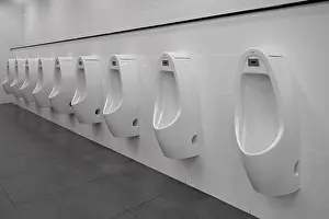 Deserted Bathroom Scene Prints: Men urinal